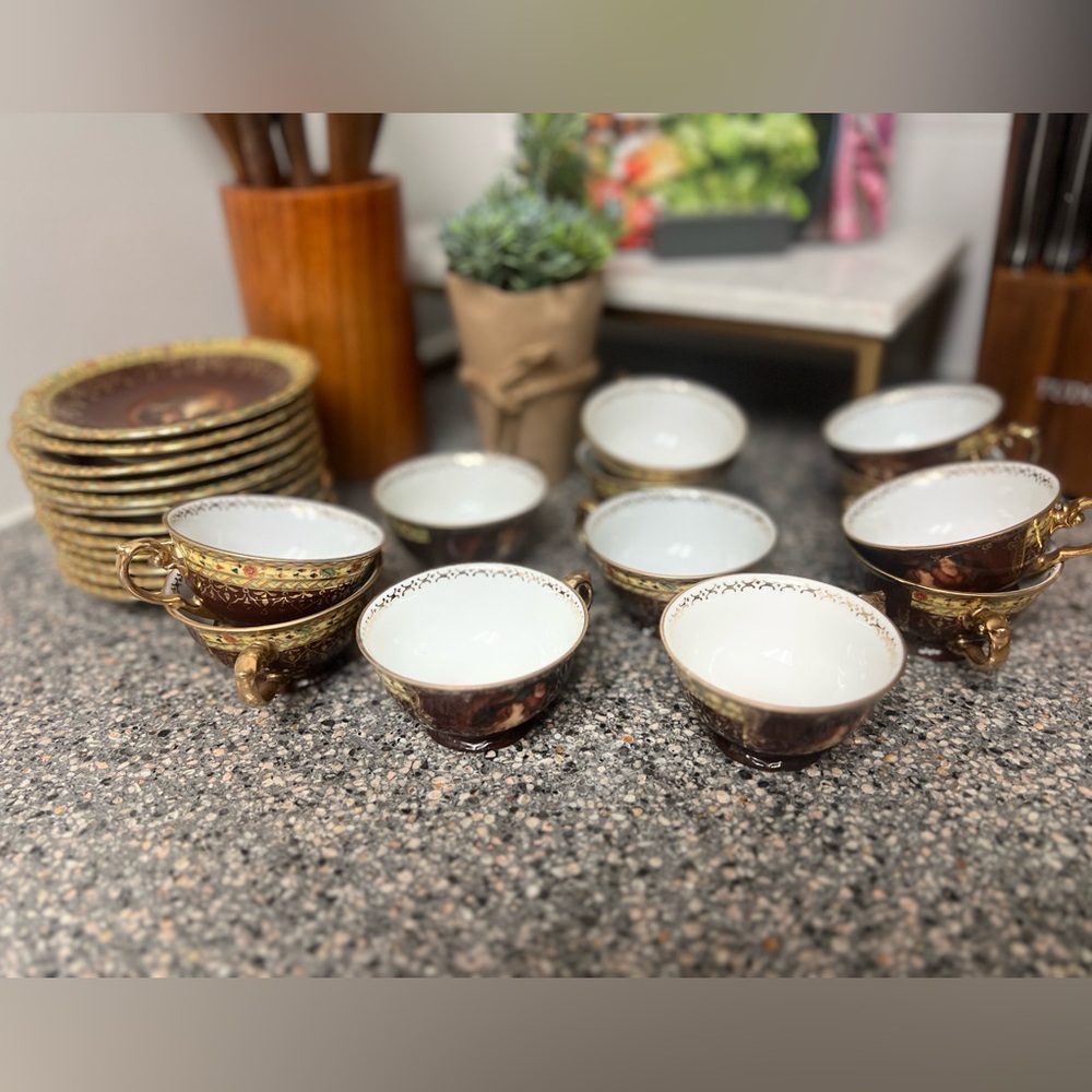 Vintage Friedrich Simon Carlsbad Czechoslovakia Fine Porcelain Demitasse TeaSet